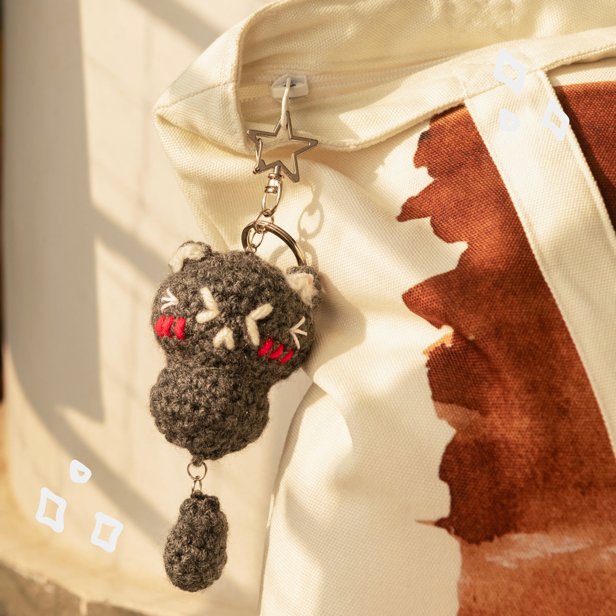 Funny Cats Crochet Keychain