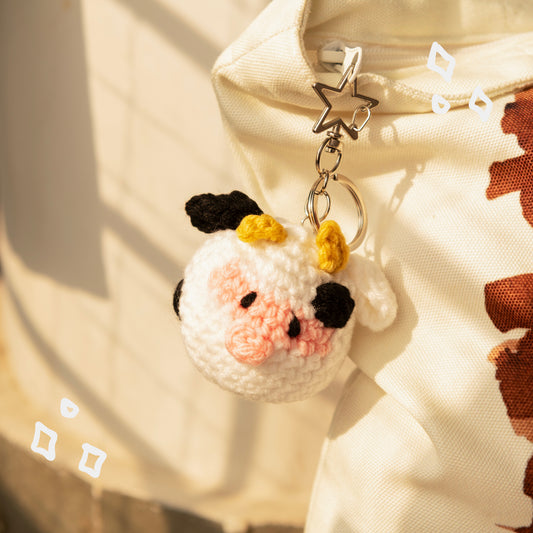 Holly the Cow Crochet Keychain