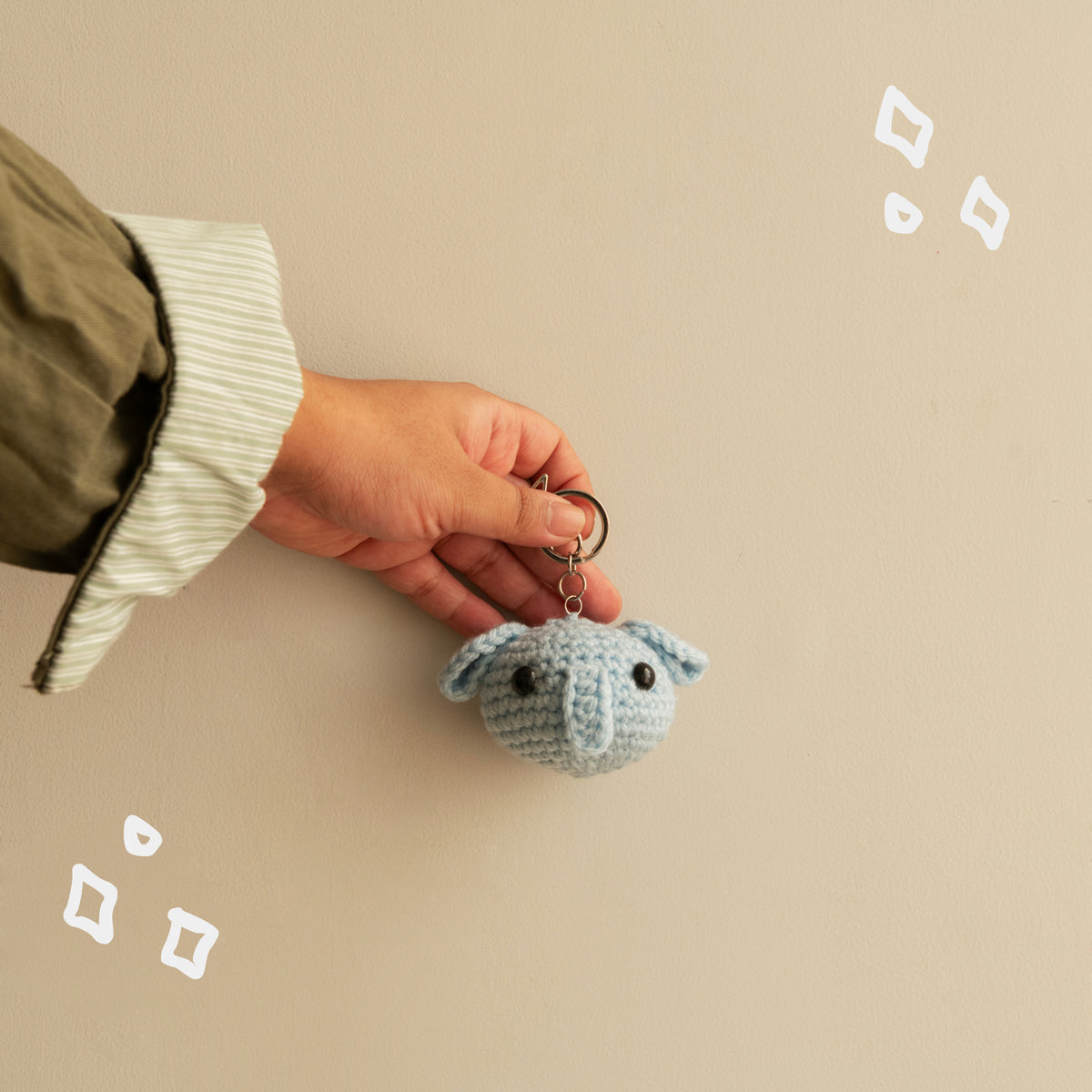 Laddoo the Elephant Crochet Keychain