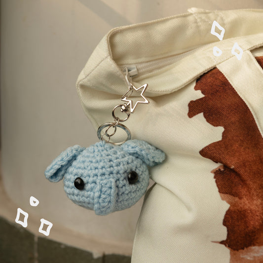 Laddoo the Elephant Crochet Keychain