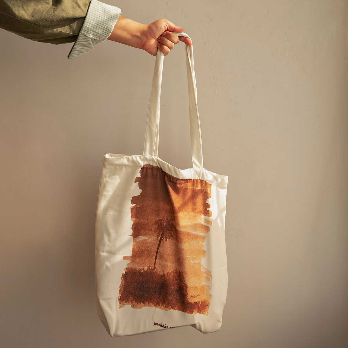 Palm Tree Canvas Story Tote Bag image 1