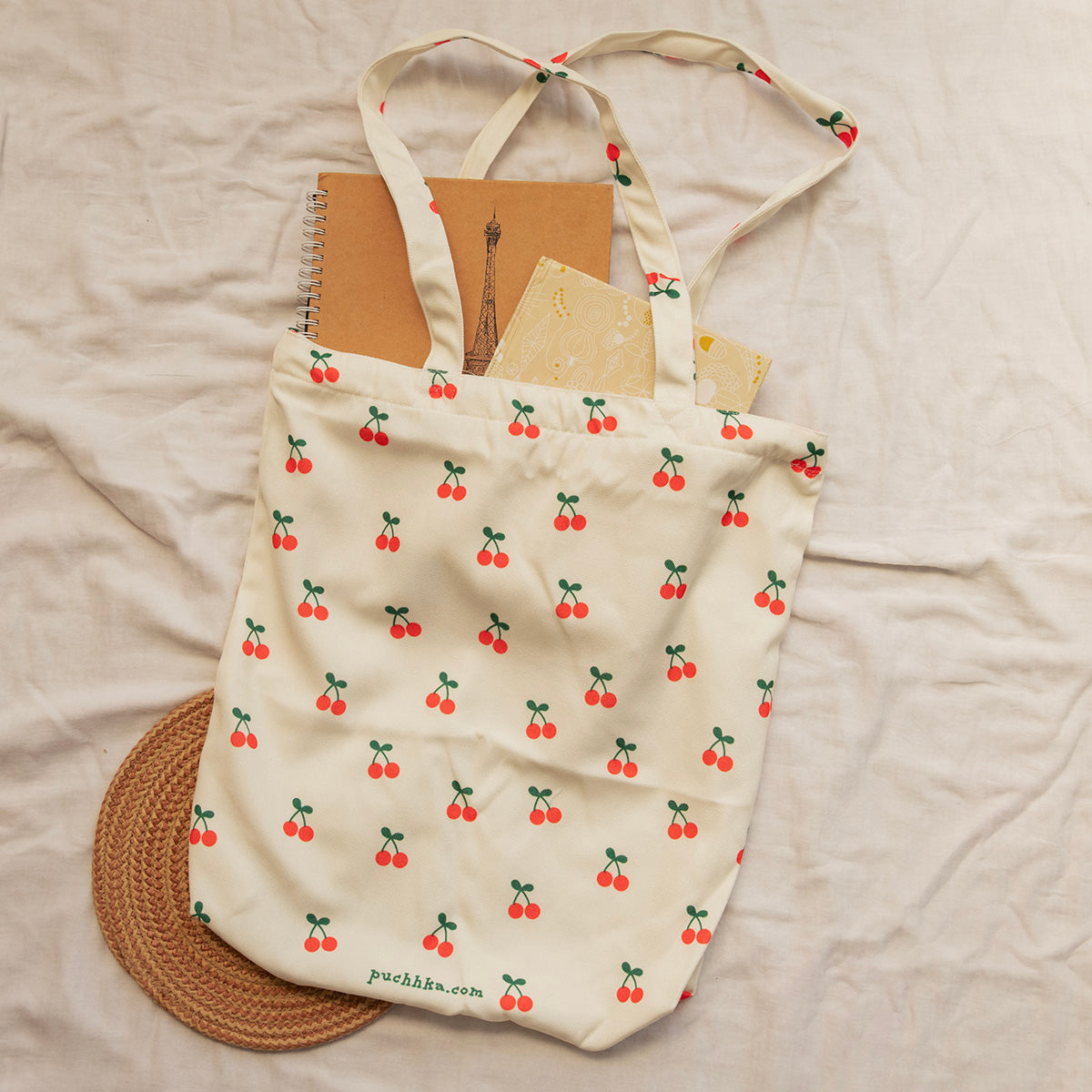 Cherry Canvas Story Tote Bag image 0