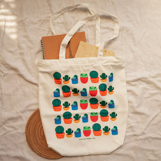 Succulents Canvas Story Tote Bag image 0