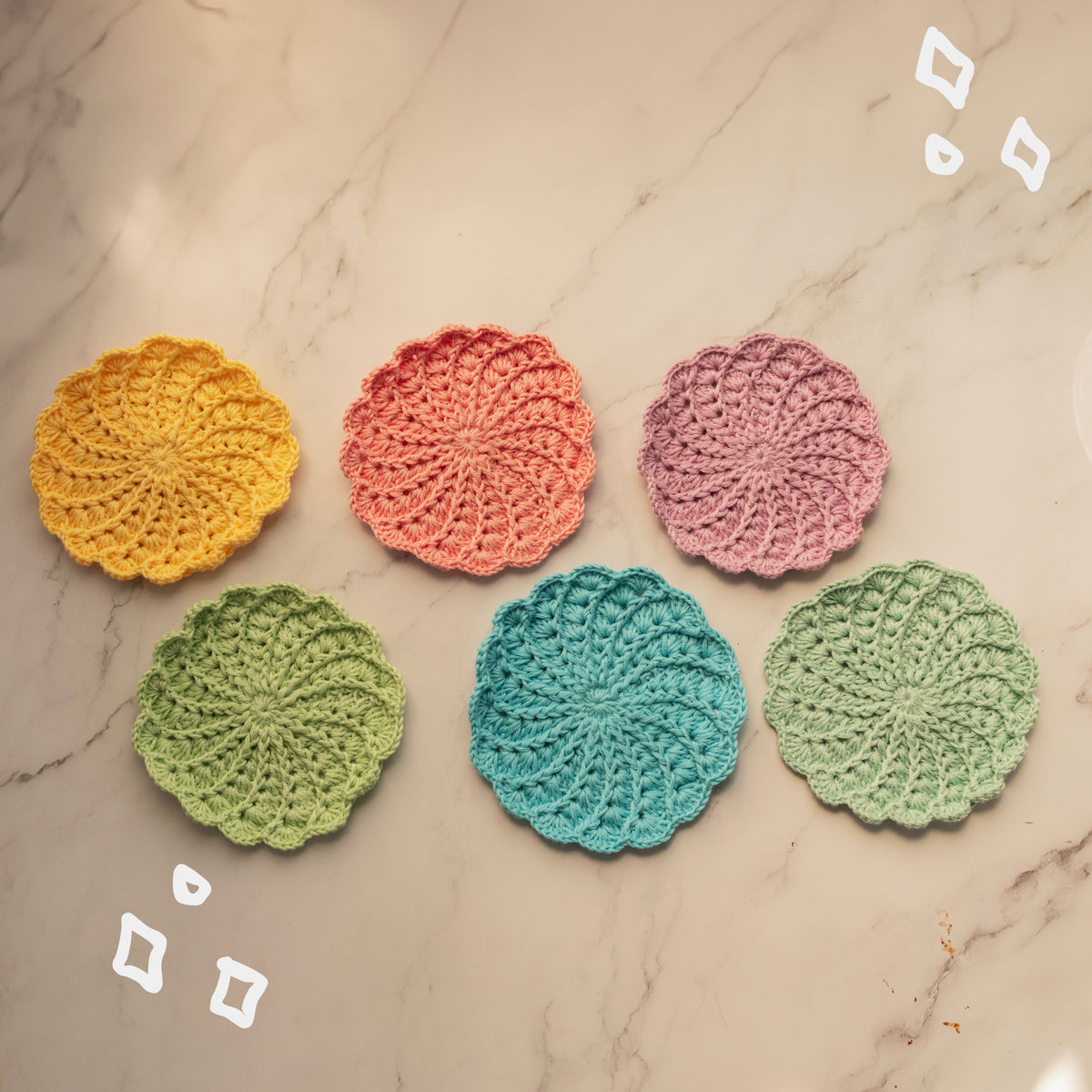Soft Crochet Coaster | Cushy Acrylic Yarn Mug Mat (set of 6)