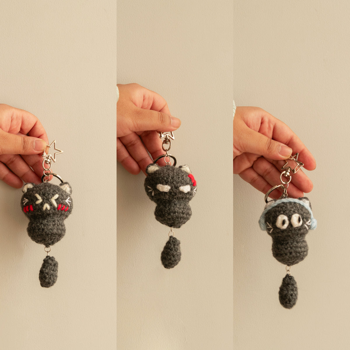 Funny Cats Crochet Keychain