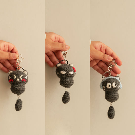 Funny Cats Crochet Keychain