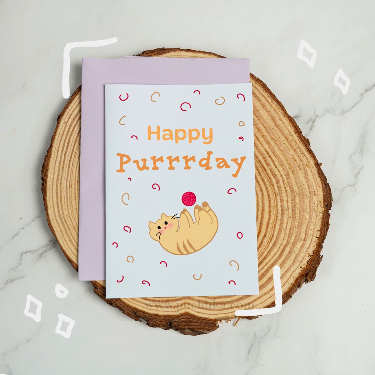 Happy Purrrday Greeting Card with envelope