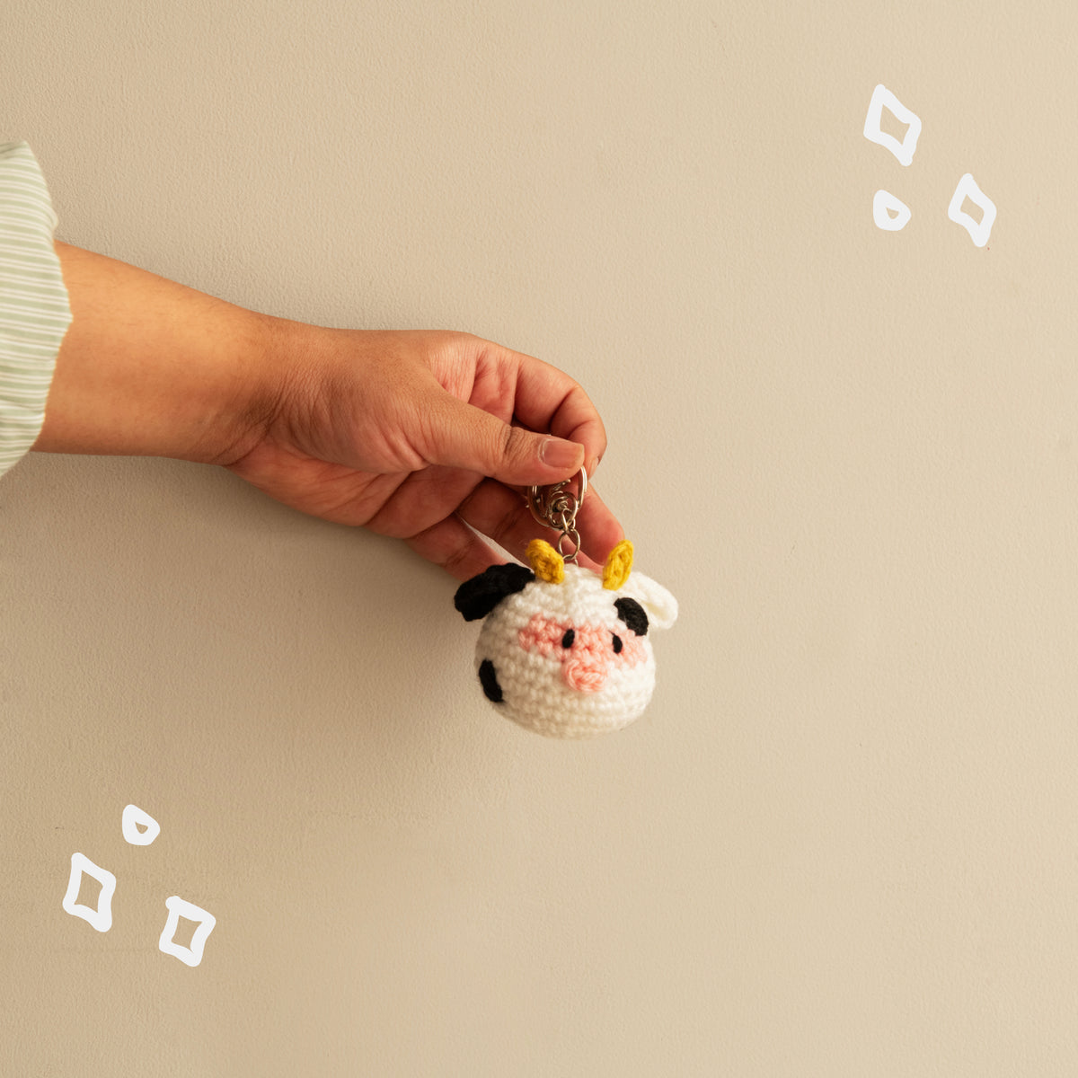 Holly the Cow Crochet Keychain