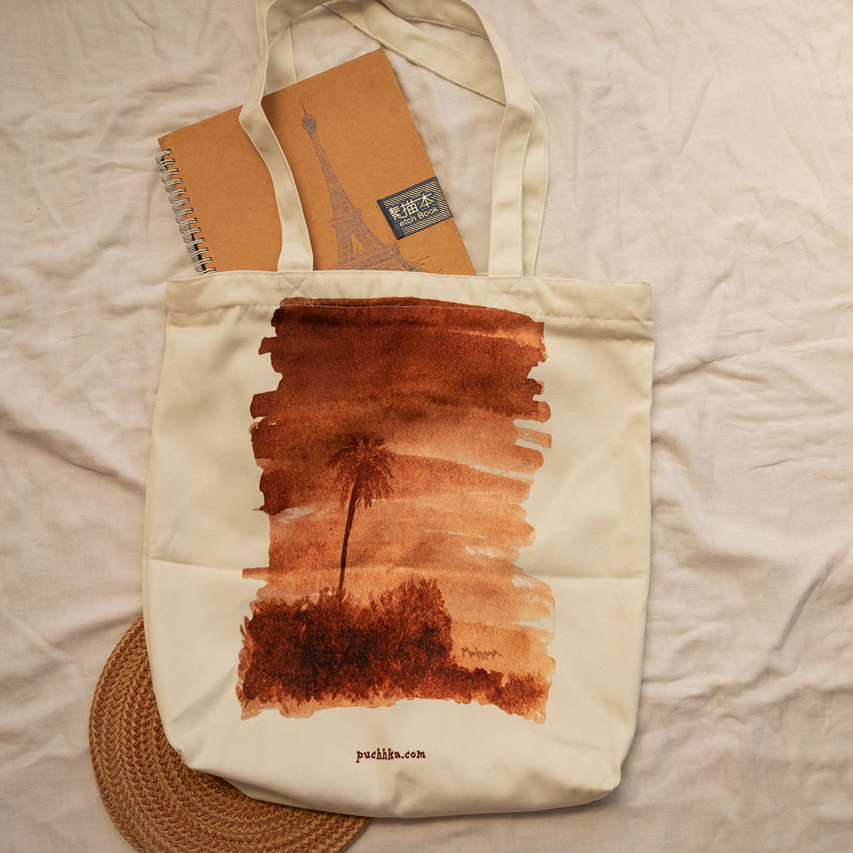Palm Tree Canvas Story Tote Bag image 0