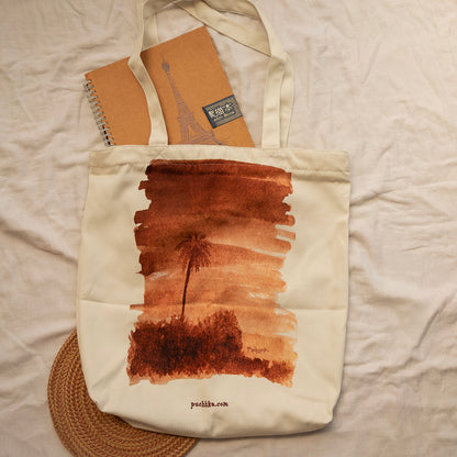 Palm Tree Canvas Story Tote Bag image 0
