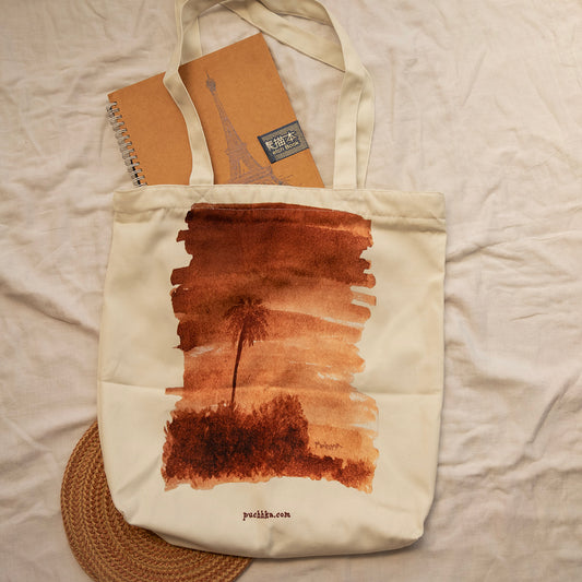 Palm Tree Canvas Story Tote Bag image 0
